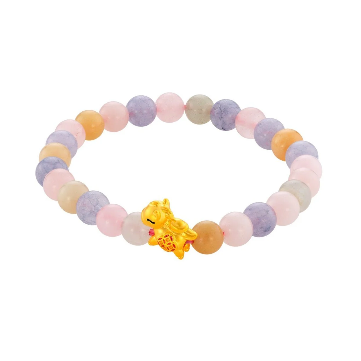 999 Gold Mini Horse 马到功成 with Auspicious Beads Bracelet - Image 4