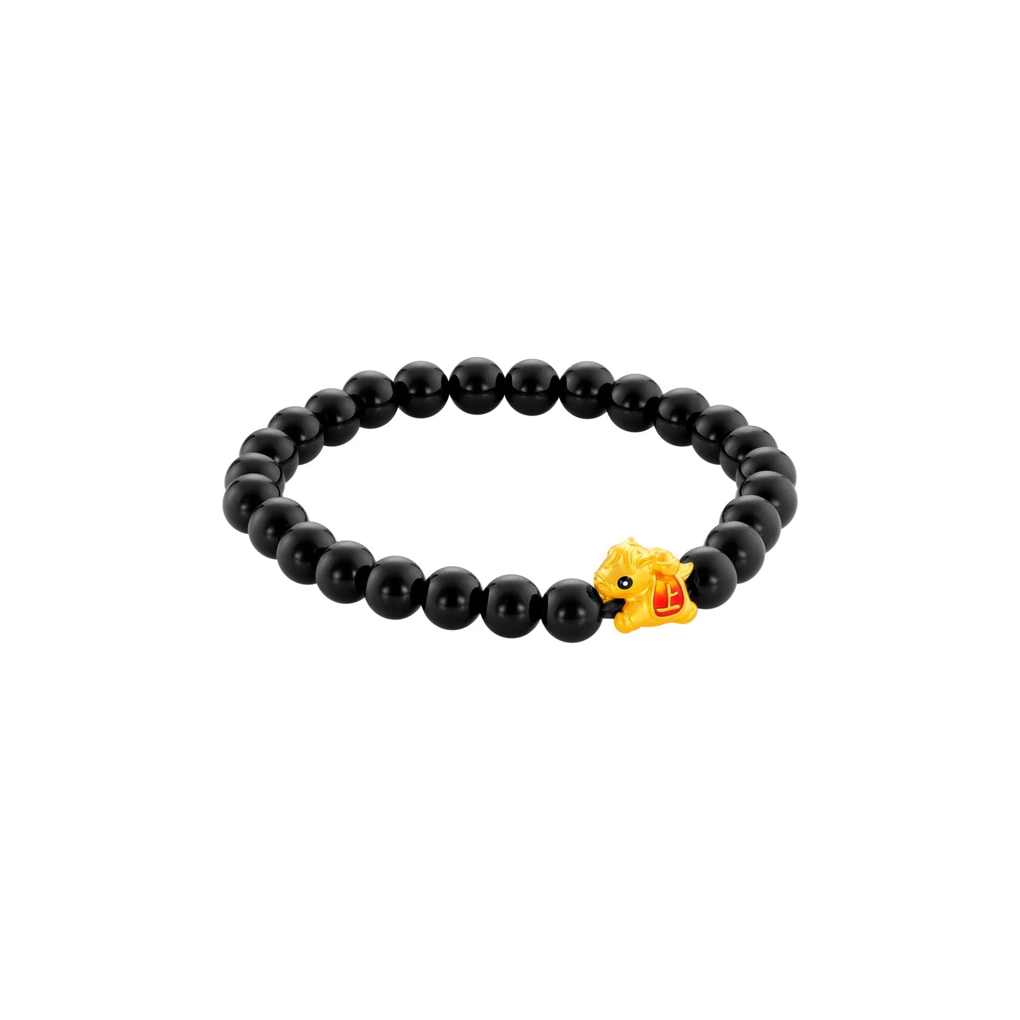 999 Gold Mini Horse 马到功成 with Auspicious Beads Bracelet - Image 5