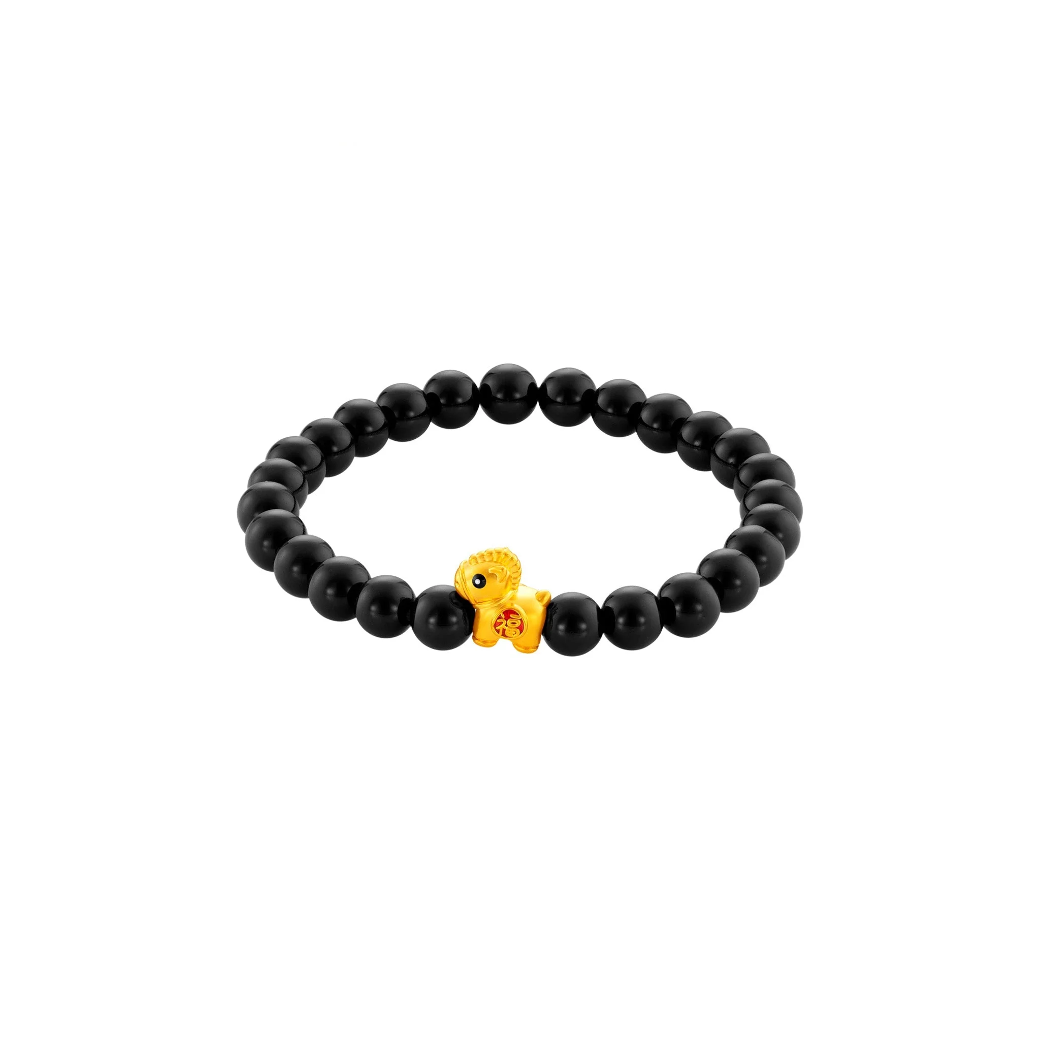 999 Gold Mini Horse 马到功成 with Auspicious Beads Bracelet - Image 7