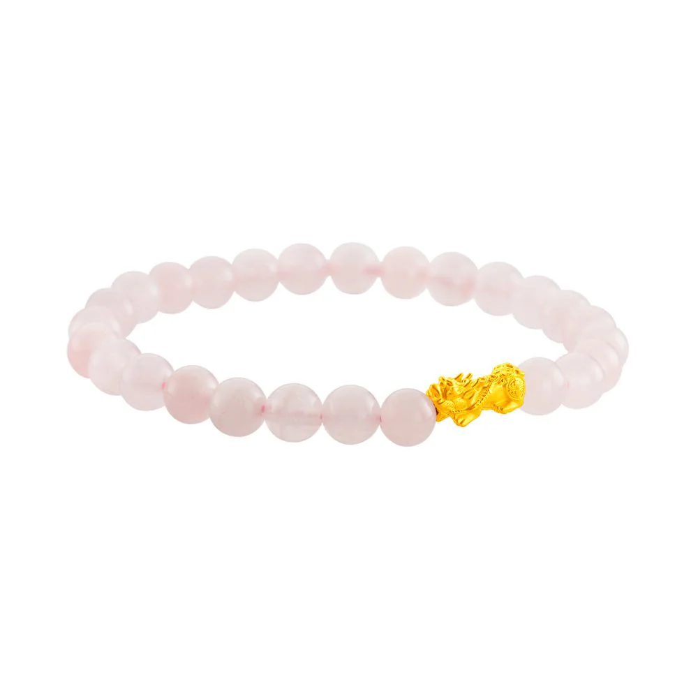 999 Gold Mini Pixiu 貔貅 with Auspicious Beads Bracelet - Image 3