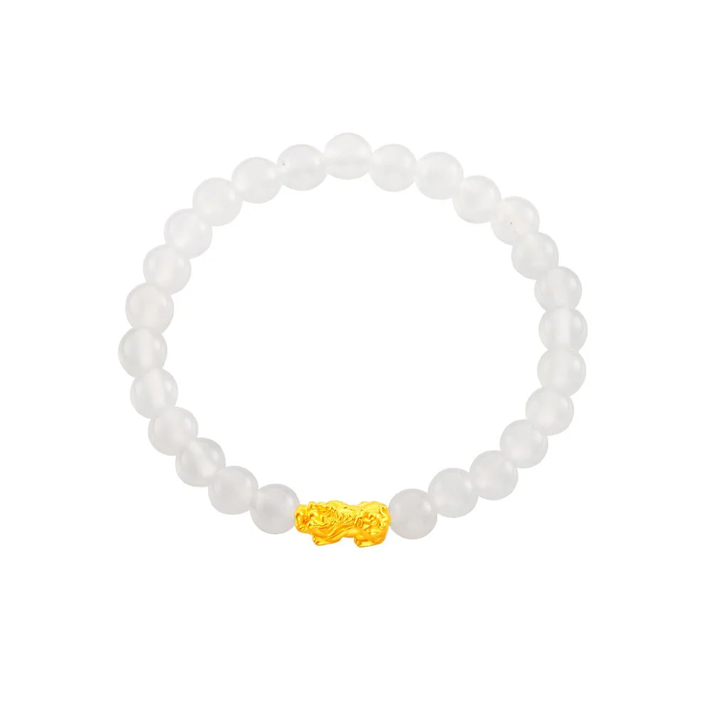 999 Gold Mini Pixiu 貔貅 with Auspicious Beads Bracelet - Image 4