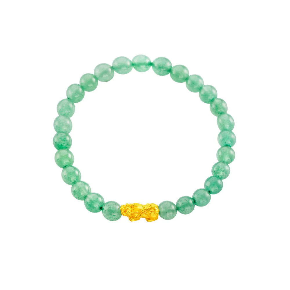 999 Gold Mini Pixiu 貔貅 with Auspicious Beads Bracelet - Image 6
