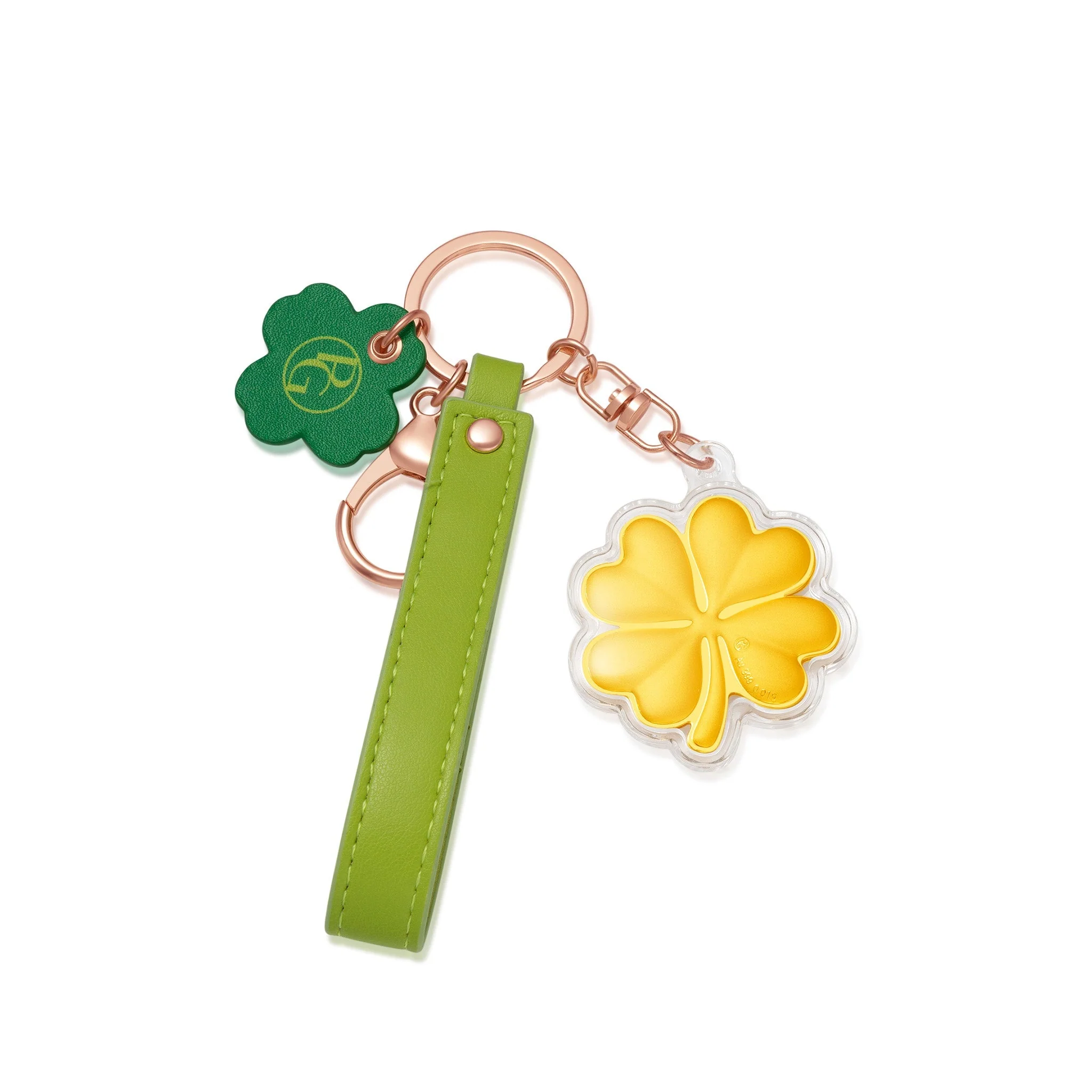 999 Gold Good Luck Clover Keychain - Image 2